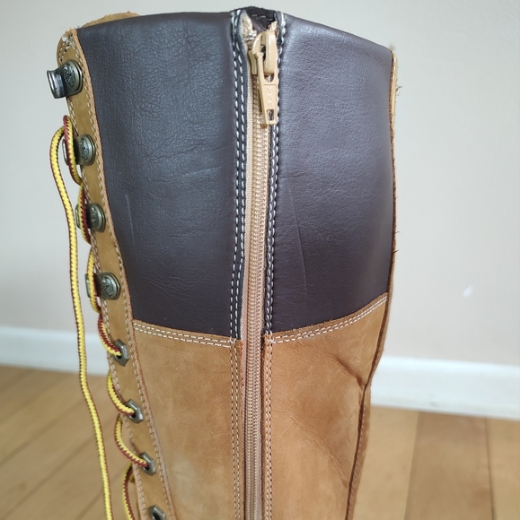 Timberland Women's Tan Lace-Up Construction Style Knee High Boots - Picture 6 of 14